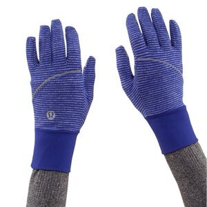 LULULEMON Blue Striped Run Gloves